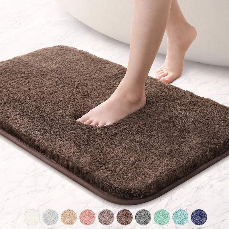 Thickened Anti-Slip Bathroom Floor Mat: Water-Absorbent Plush Doormat for Toilet, Entrance, and Bedroom