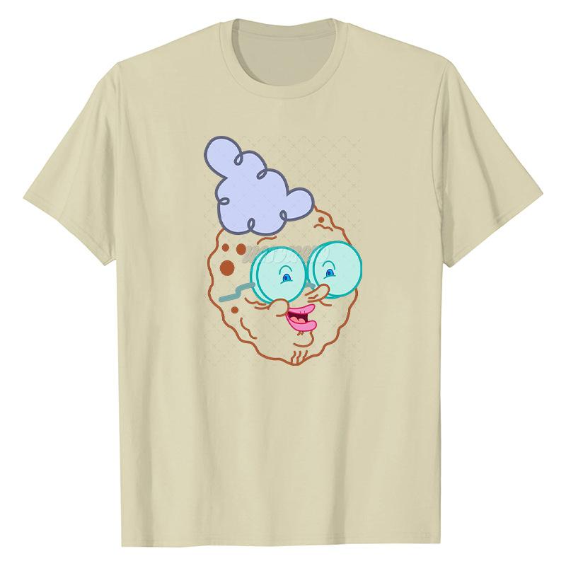 SpongeBob SquarePants Animation Printed Cotton T-shirt Men Women Casual Round Neck Top Short Sleeved T-shirt