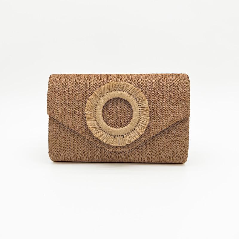 2025 Women's Retro Straw Evening Bag: High-End Minimalist Woven Beach Style