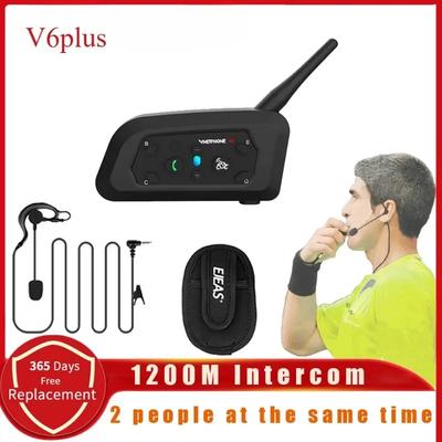 Auriculares con Intercomunicador Bluetooth V6 Plus 1200m Árbitro de Fútbol Intercomunicador de Arbitraje Motocicleta Interfono Impermeable Comunicador