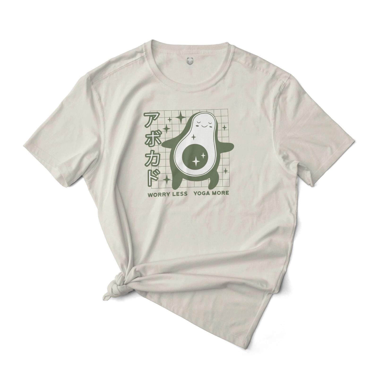 

Avocado Yoga, Worry Less Yoga More Relax Graphic T-T-Shirt Unisex 100% Cotton Tee S