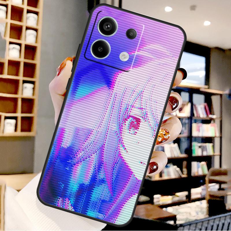 Anime Vaporwave Glitch For Xiaomi Redmi Note 14 Pro 9 10 11 12 13 15 Pro Plus Case For Redmi 15 15C 14C 12C 10C 13C