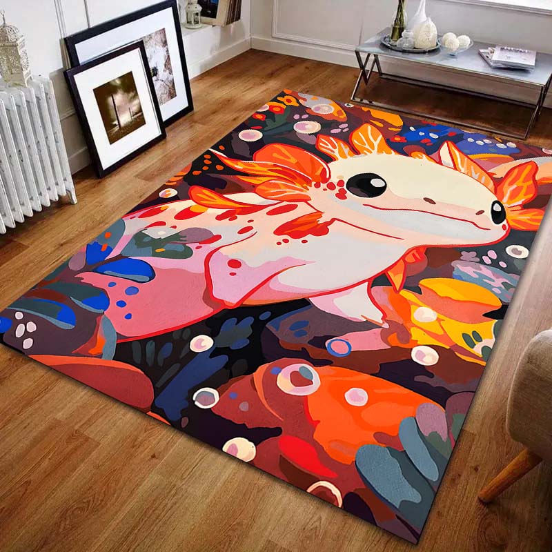 1 Stück Süßer roter Salamander Teppich für Wohnzimmer Schlafzimmer Sofa Heimdekoration Rus Rutschfeste Bodenmatte Luxusgeschenk