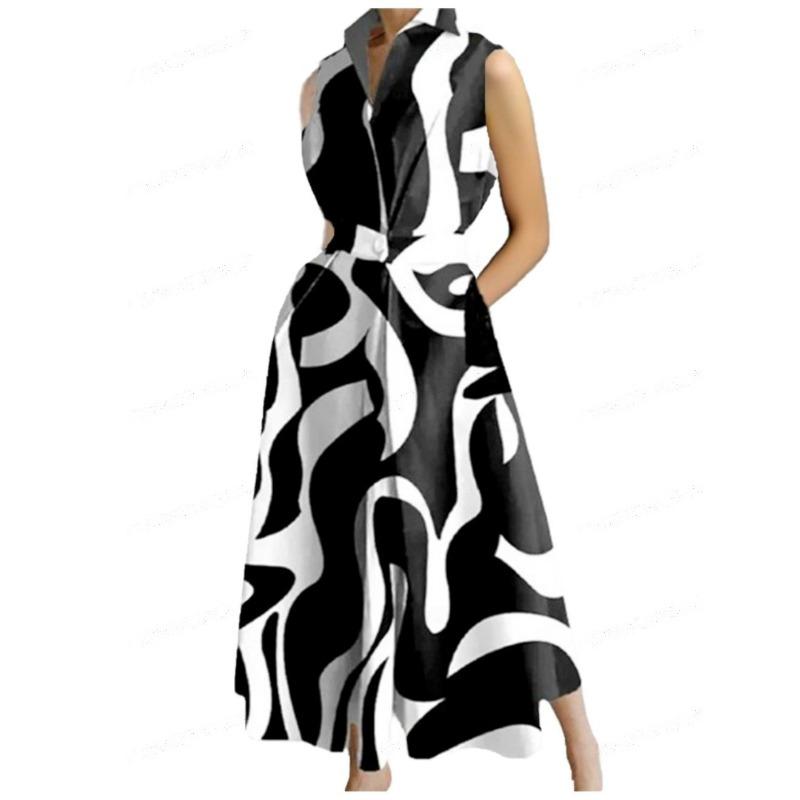 Dress summer new commuter fashion solid color V-neck women's button pendulum dress