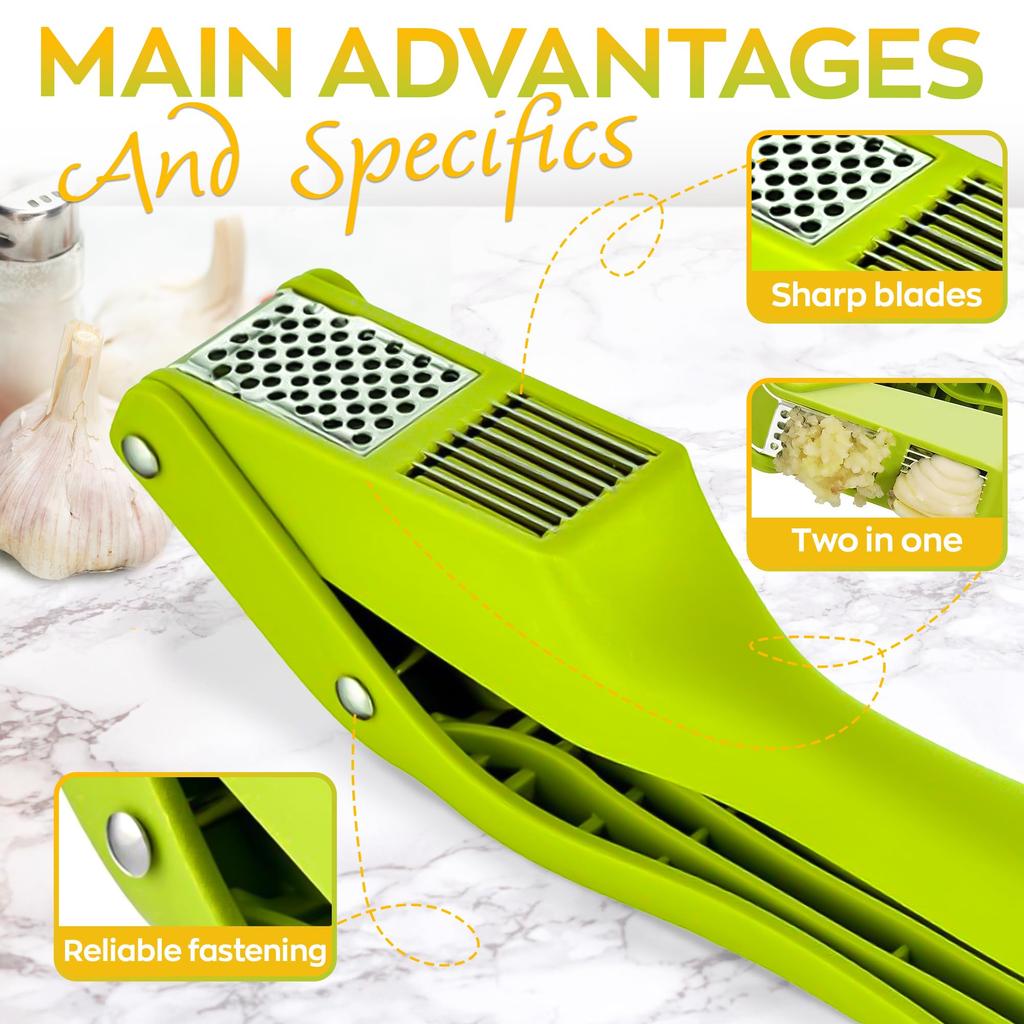 2 In 1 Gralic Press Garlic Cutter and Mincer Professional Food Grade Chopper Easy Clean For Home Cooking Masher Kitchen Gadgets
