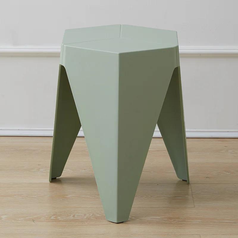 Ins Creative Modern Shoe Replacement Bench Footstool Non Slip Thick Plastic Small Stool Low Geometric Furniture Home
