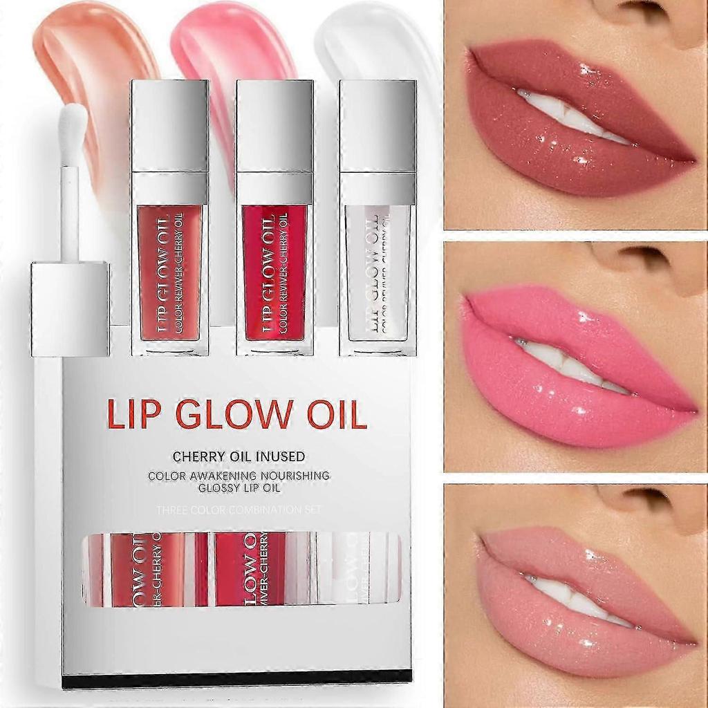 2025 3 In1hydrating Plumping Lip Glow Oil,transparent Toot Lip Oil,glossy Lip Oil,long Lasting Clear Glow Oil, Lip Oil Tinted For Lip Care And