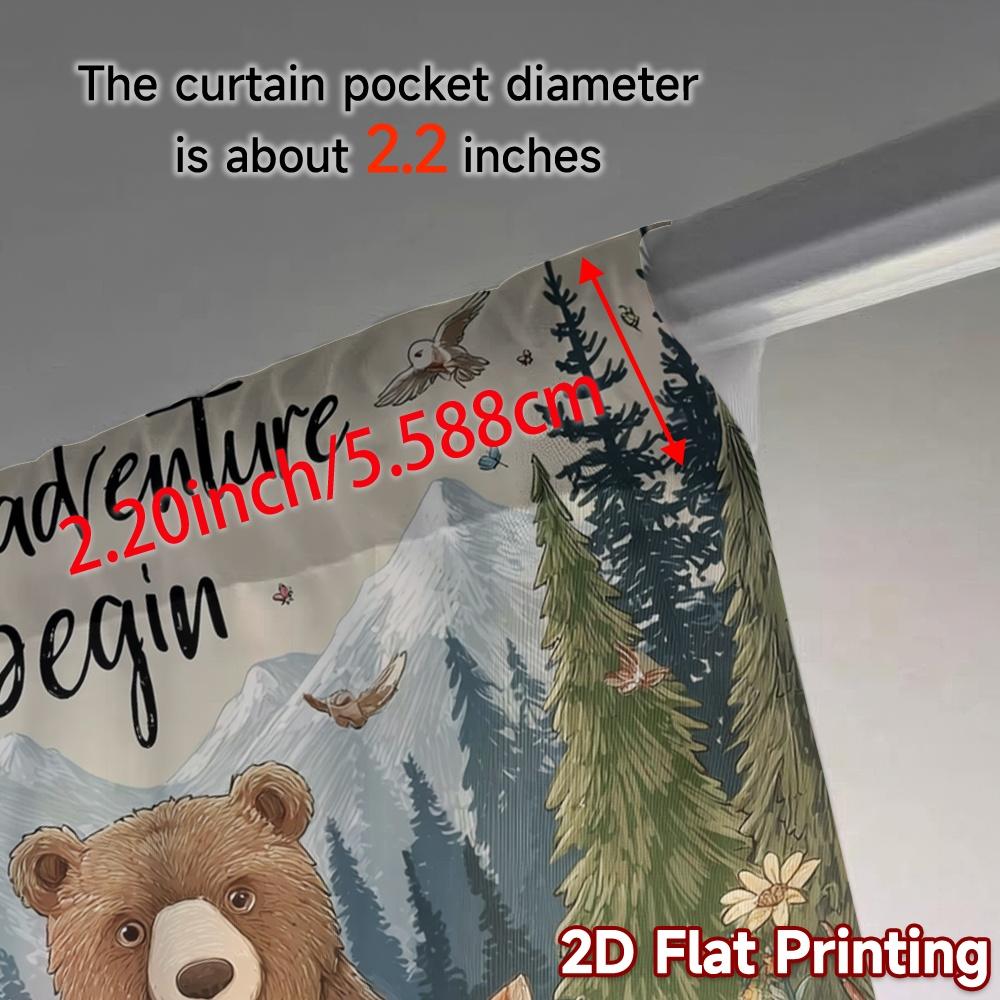 2pcs, 2D FLAT PRINTING Curtains (Without Rod) Adventure Forest Chic Minimalist Curtains Polyester Easy Install Curtains All