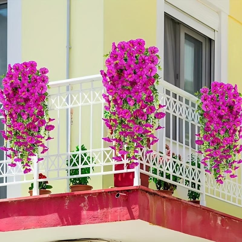 4pcs Fake Hanging Plants Morning Glory Bouquet, Suitable for Wall, Outdoor, Courtyard, Home, Room, Garden, Wedding, Indoor, Outdoor Decoration