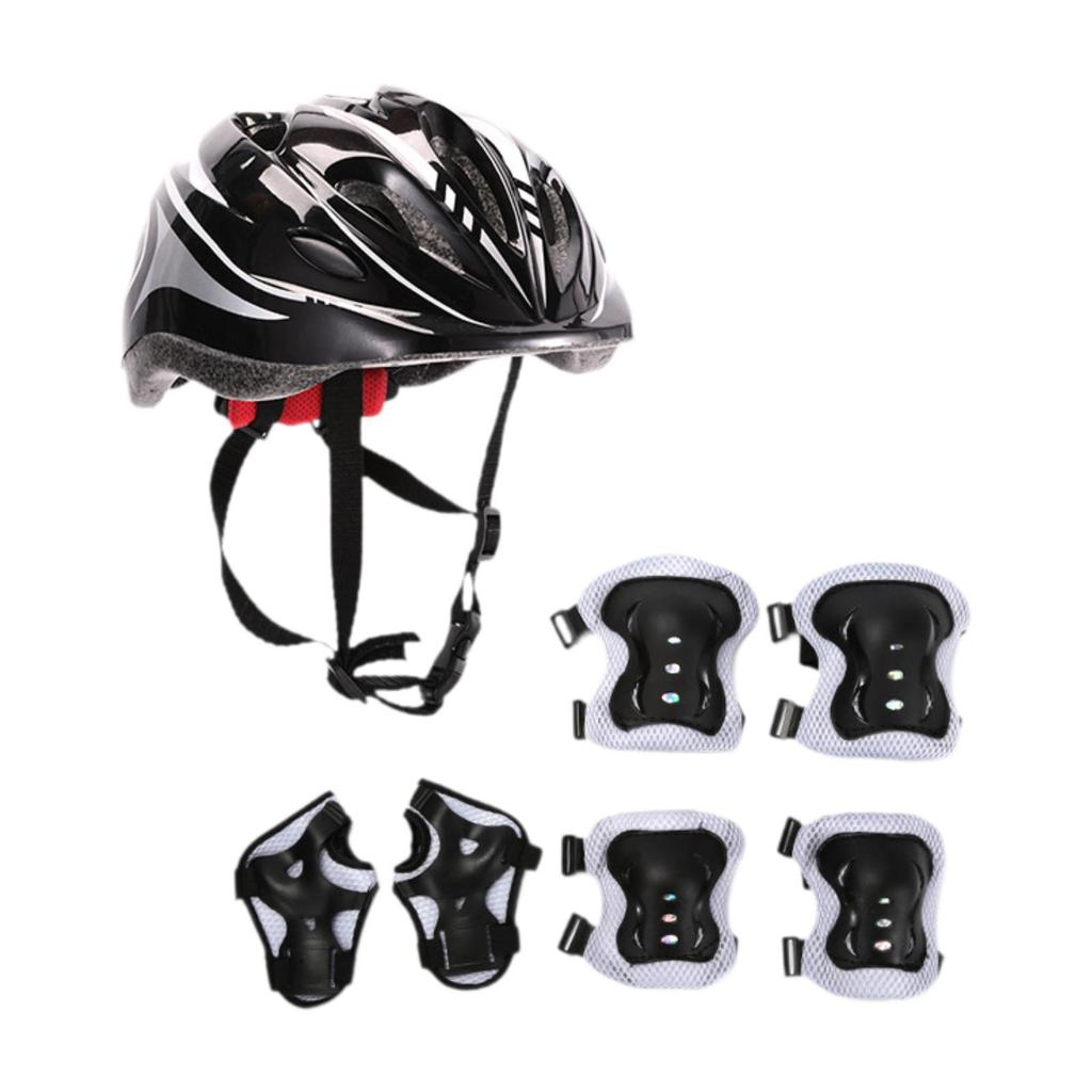 7Pcs/Set Kids Bicycle Helmet Sturdy Roller Skating Helmet for Skateboard Bike Riding Outdoor Sports Inline Skating Roller Skate