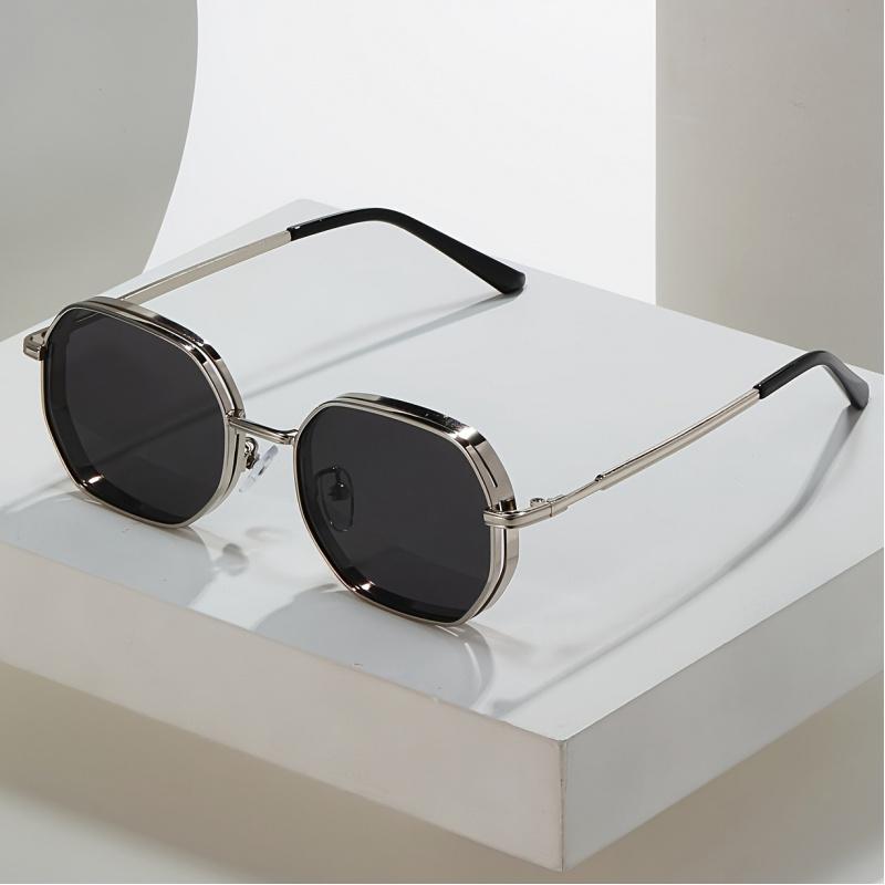 Metallic Punk Style new European and American Hexagonal Fashionable Men's and Women's Sunglasses