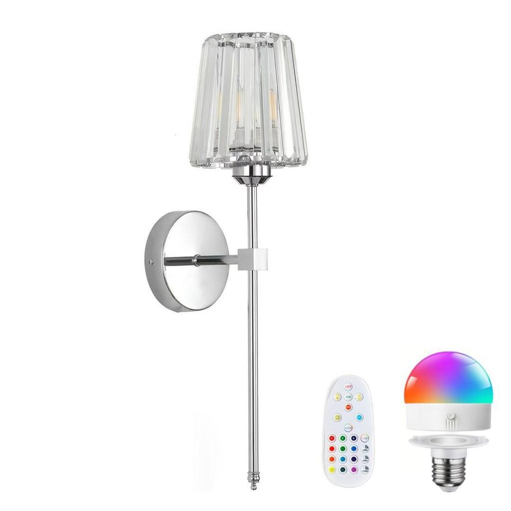 Wiederaufladbare RGB Fernbedienung Kristall Wandleuchte für Schlafzimmer & Wohnzimmer