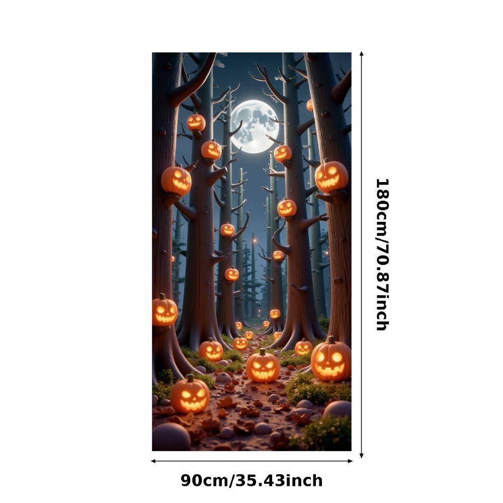 Jack O Lantern Banner Starry Sky Forest Theme Banner Pumpkin Banner Halloween Theme Spooky Decoration For Autumn Celebration