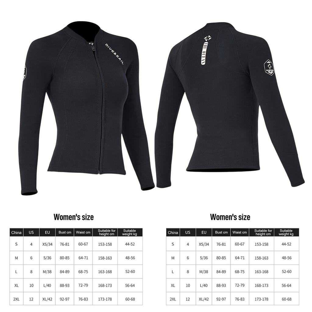 DIVE SAIL 2mm Neoprene Diving Suit for Women Wetsuit Split Body Jacket Pants Long Sleeve Swimsuit Water Sports Diving Clothing