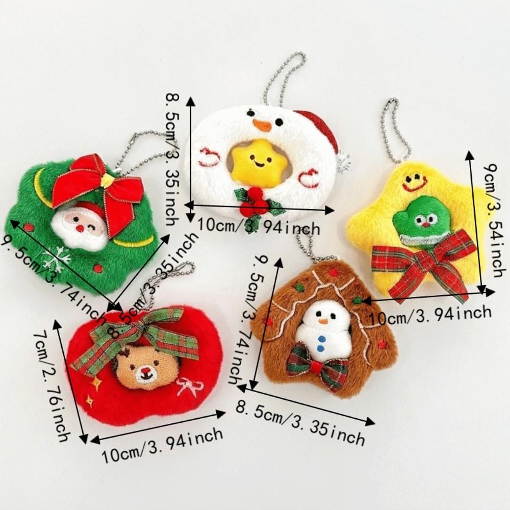 5PCS Plush Stuffed Hanging Pendants Cute Festival Keychain Decorations Xmas Tree