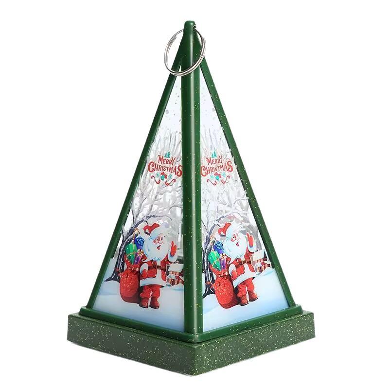 LED Triangular Hurricane Lantern: Christmas Decoration Ornament with Electronic Candle Light