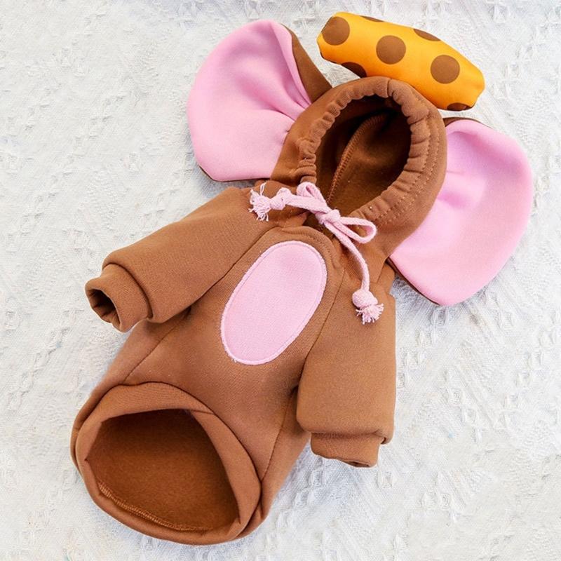 Hunde-Cosplay-Maus-Overall mit Kapuze und Kordelzug, Halloween-Hundepullover, Winter-Cosplay-Party, Pullover für kleine Hunde