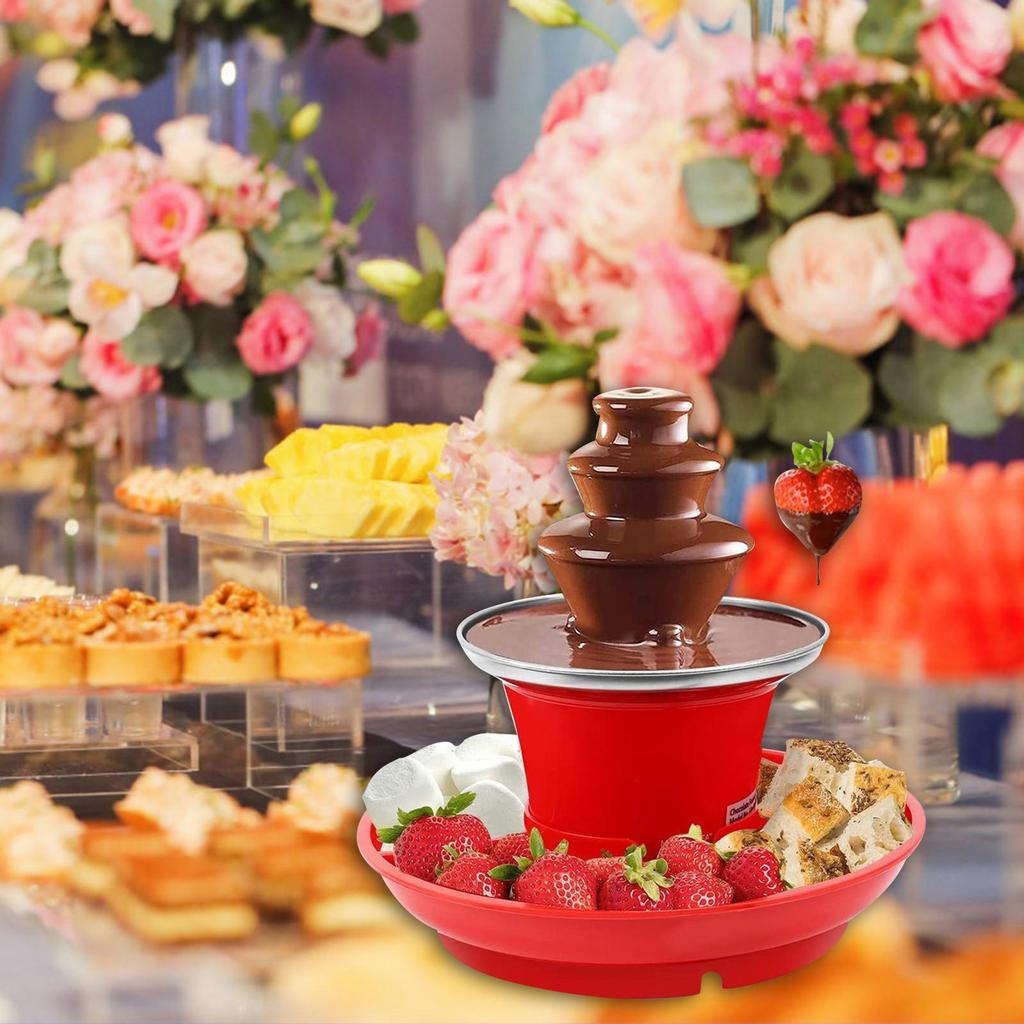 3 Tier Chocolate Fondue Fountain Auger Style US Standard Plug for BBQ Sauce Stainless Steel Heated