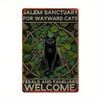 Witch Cat Metal Wall Art Vintage Home Decor Gothic Plaque