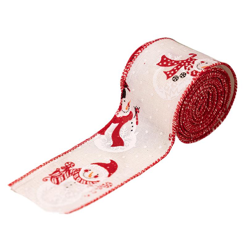 Christmas Ribbon Wired Christmas Ribbons Snowman Ribbon For Christmas Tree Gift Wrapping Crafts Wreath Garland Bow Decor