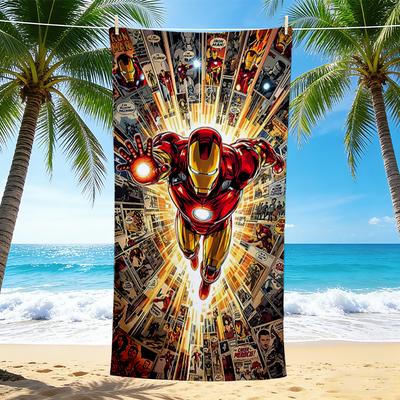 1Pc Iron Man Comic Book Beach Towel Quick Dry Multiuse For Beach Pool Gym Yoga Home Travel Christmas Halloween Xmas Gift N1394