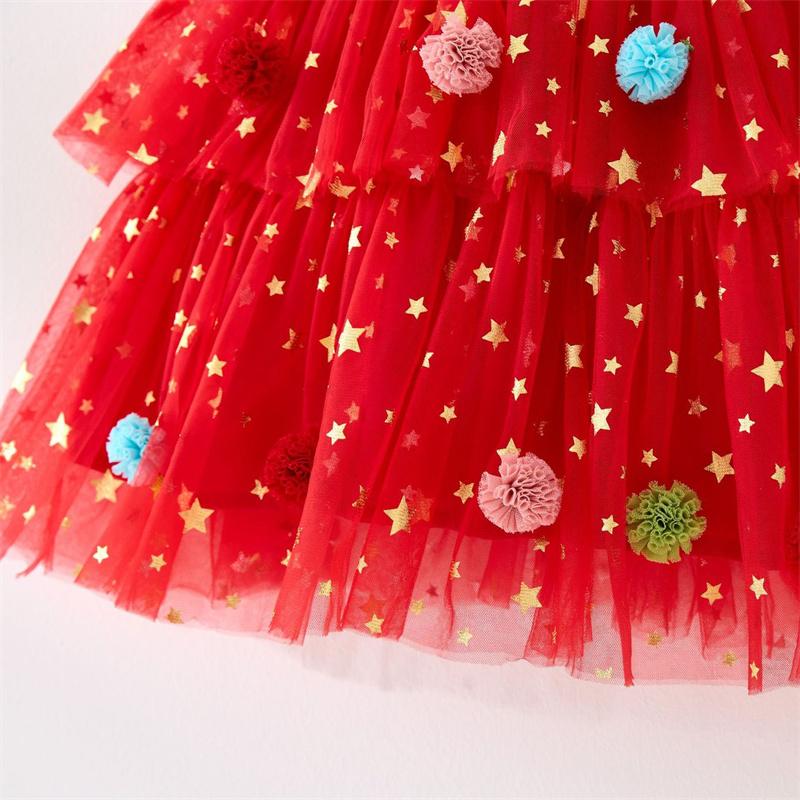 Toddler Baby Girl Christmas Dress Star Sequin Layered Tutu Tulle Dress Girls Cake Smash Xmas Tree Dresses