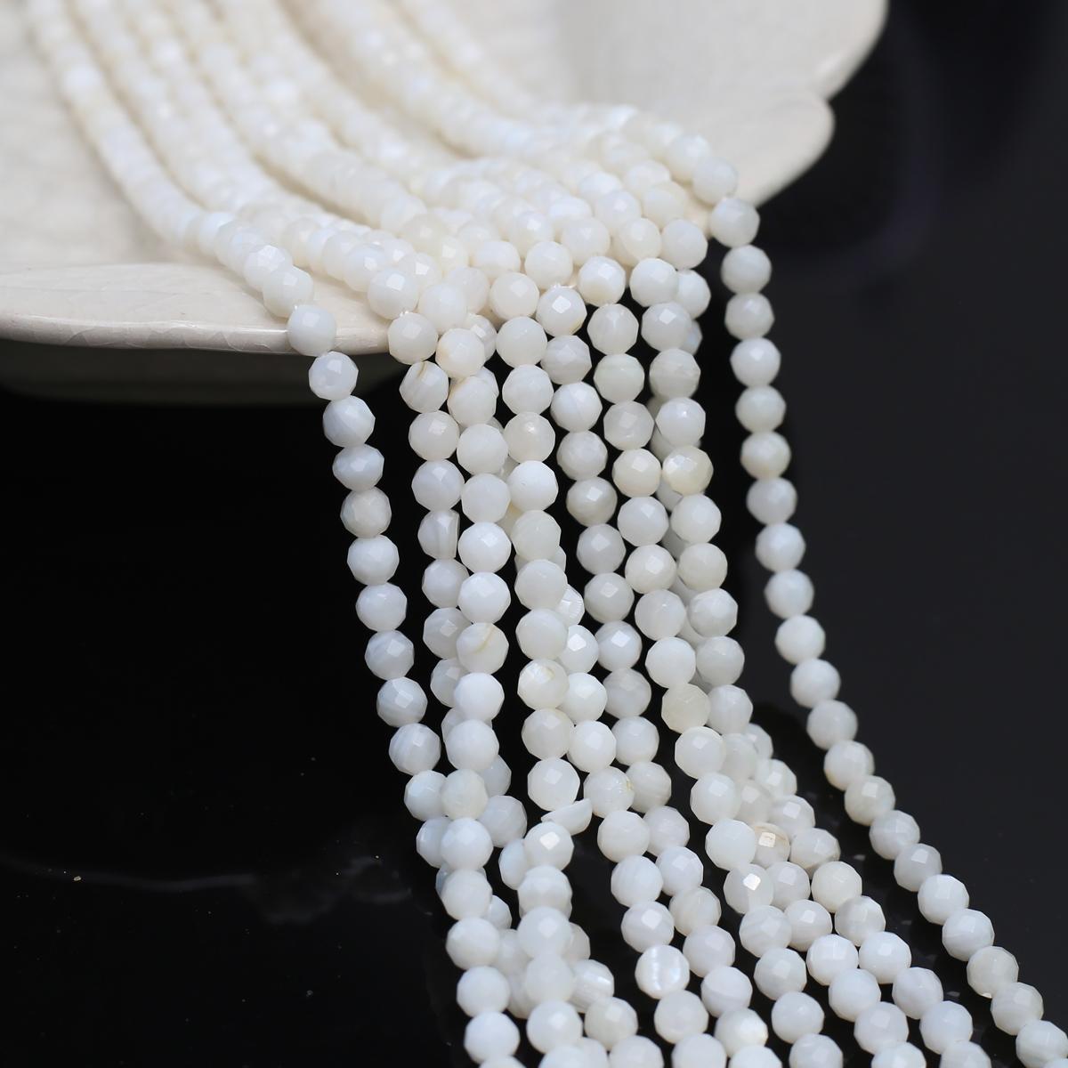 

Натуральные бусины из ракушек пресноводного жемчуга, белые граненые бусины 2-4 мм для изготовления ювелирных изделий, ожерелья, браслета, серег, аксессуар, длина 38 см 3mm