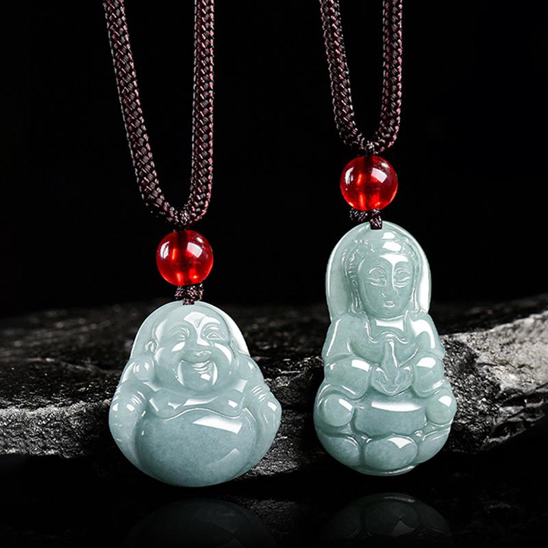 1Pcs Accessories Burmese Jade Stone Myanmar Jadeite Guanyin Pendant Necklace Vintage Natural Gemstone Jewelry