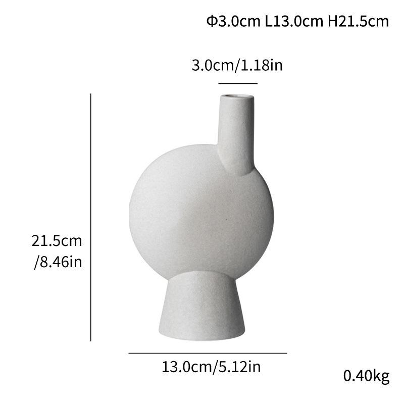 European Frosted Irregular Ceramic Flower Vase - White Decorative Ornament