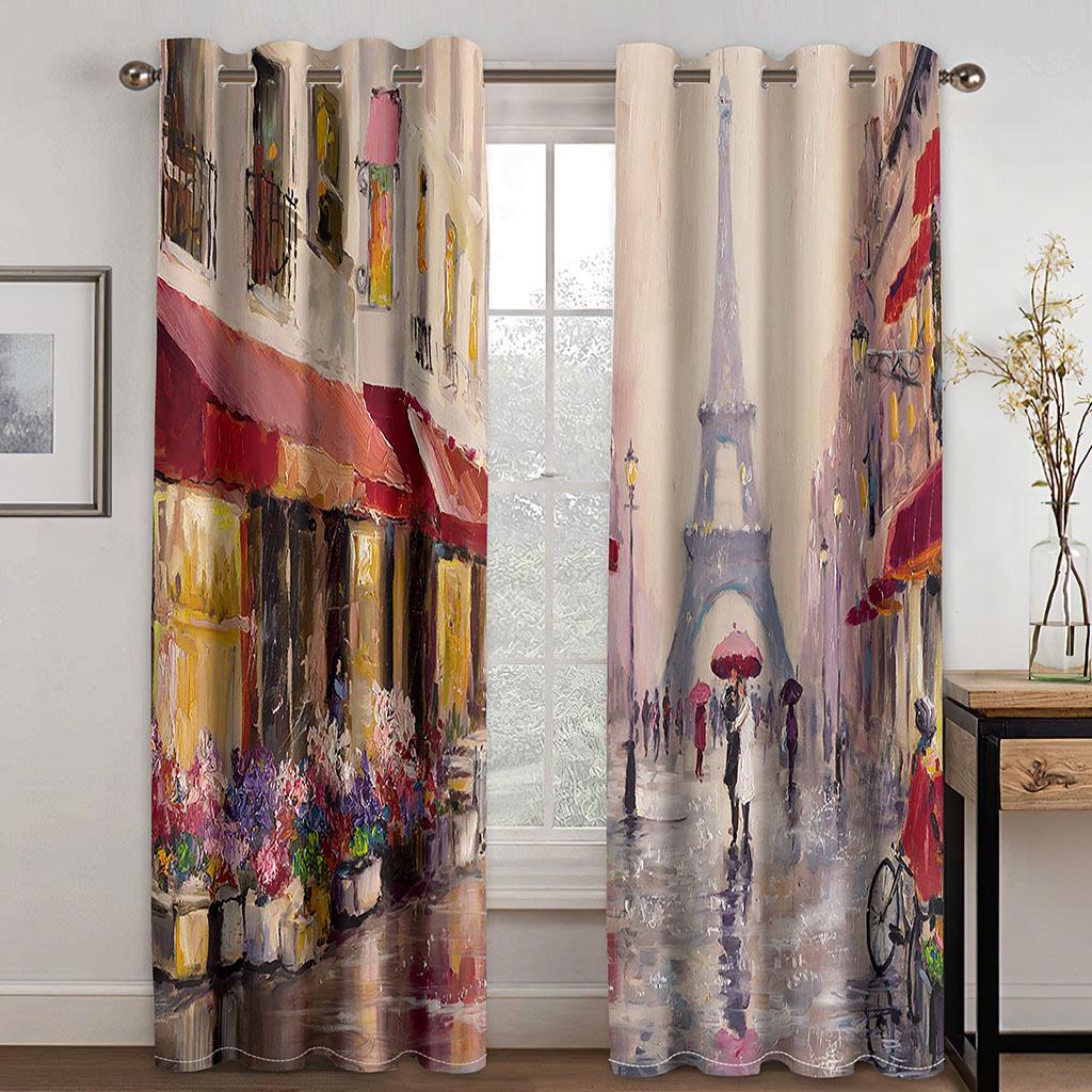 Romantic Paris Eiffel Tower Artist Photography Works Luxury Living Space Bedroom Space Home Decor Window Drapes 2 Panelss