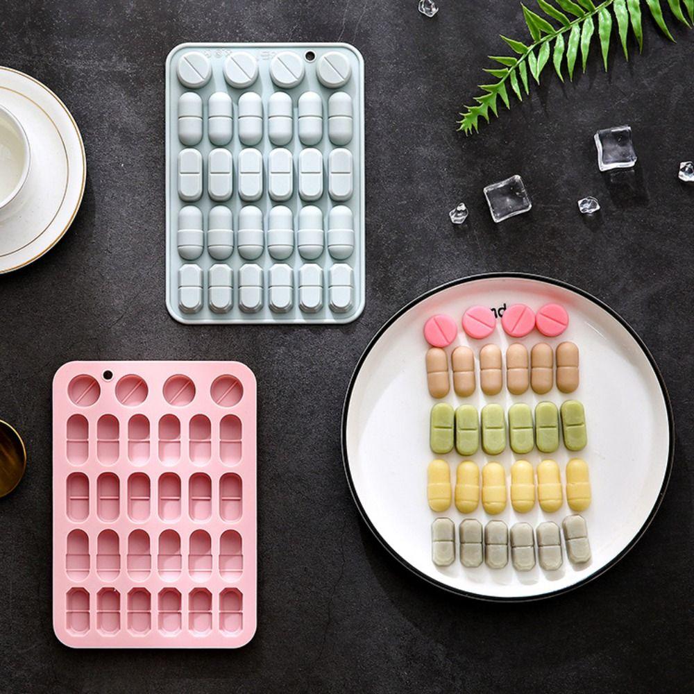 28 Cavity Design Capsule Shaped Mold Reusable Pill Mold Tray  for Candy Making Chocolate Crafting