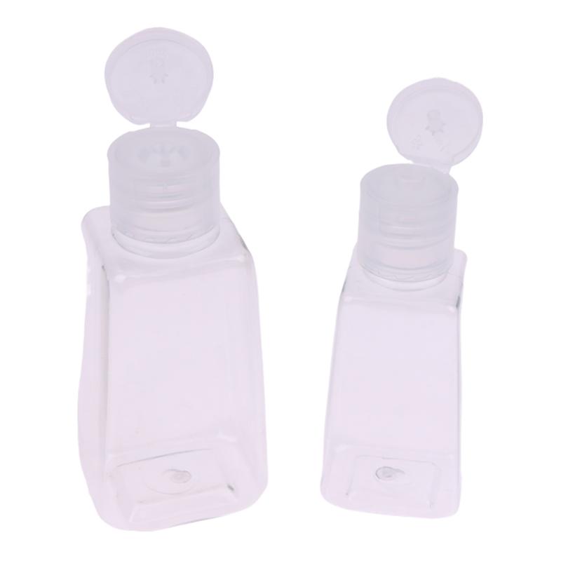 10Pcs 30/60Ml Trapezoidal Plastic Hand Sanitizer Bottles Dispenser Transparent Gel Reffillable Bottle Container With Filp Cap