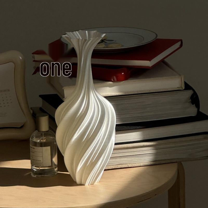 Minimalist Nordic 3D-Printed Twisted Abstract Floral Vase