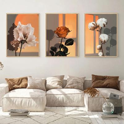 Nordic Prints Posters Vintage Flower Rose Peony Cotton Wall Art Canvas Painting Retro Floral Wall Pictures For Living Room Decor