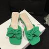 Fashion Women's Slippers 2025 Summer New Fashion Shoes for Women Plus Size 42 Solid Bow Flat Outdoor Beach Slippers Female Zapatos Mujer