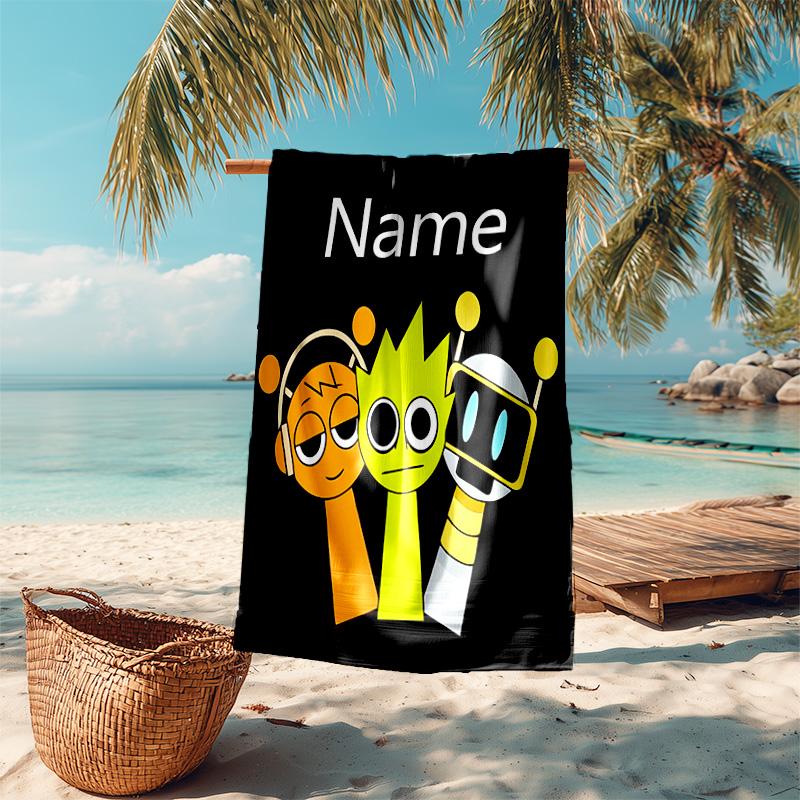 Personalized Customized Proof Beach Towel with Sprunki Themed Pattern - Soft, Absorbent,quick-drying,perfect Swimming,camping&bathing