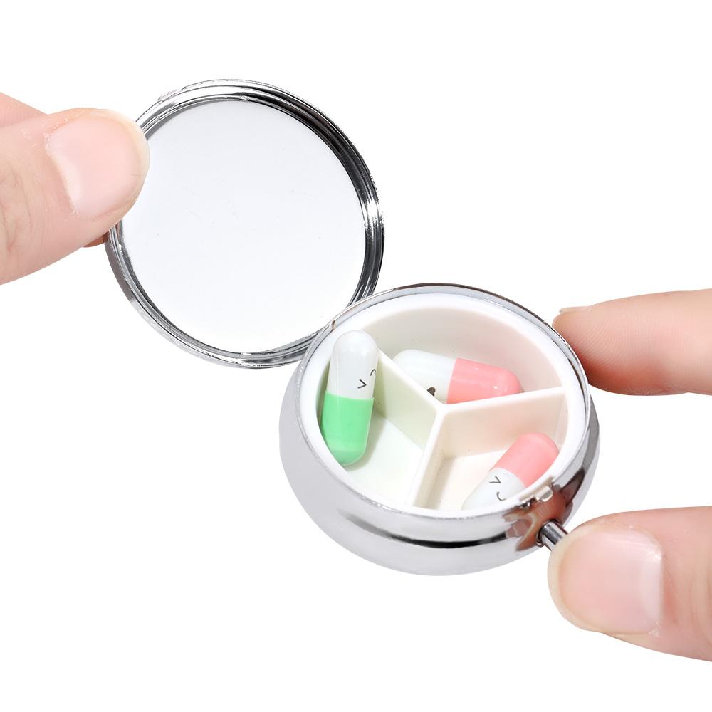 Metal Portable Travel Pill Box Medicine Organizer Pill Cases Makeup Storage Container
