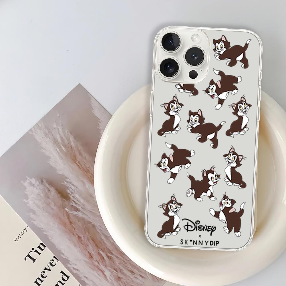 

MINISO Мультяшный чехол для телефона F-Figaro для iPhone 12 11 13 14 15 16 Max Pro Plus Прозрачный Мягкий Чехол IPHONE16PLUS