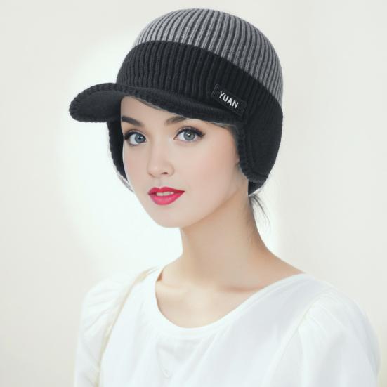 1/2Pcs Men Hat Sleek Color Block Knit Earflap Hat with Stretch-Fit Elastic Warm Thick Winter Hat Cold Weather Outdoor Winter Skiing Hiking Headwear