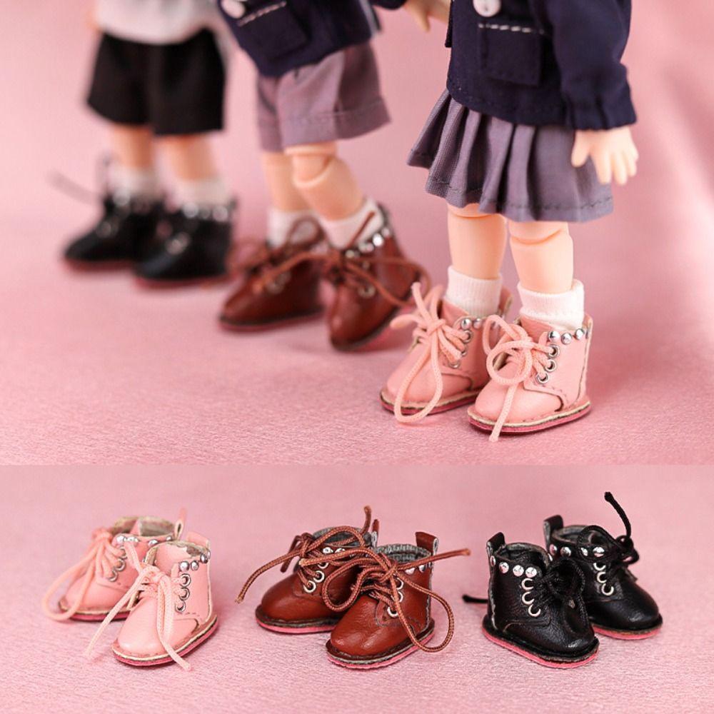 1 Pair Leather 1/12 Bjd Doll Shoes Canvas 1/12 Bjd Casual Shoes Cute OB11 Doll Baby Shoes  Obitsu11