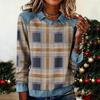 Felpa Casual da Donna Patchwork di Denim a Maniche Lunghe Svasate con Stampa