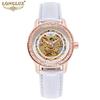 LONGLUX Women's Fashion Skeleton Automatic Watch with Water Resistance and Diamond Accents