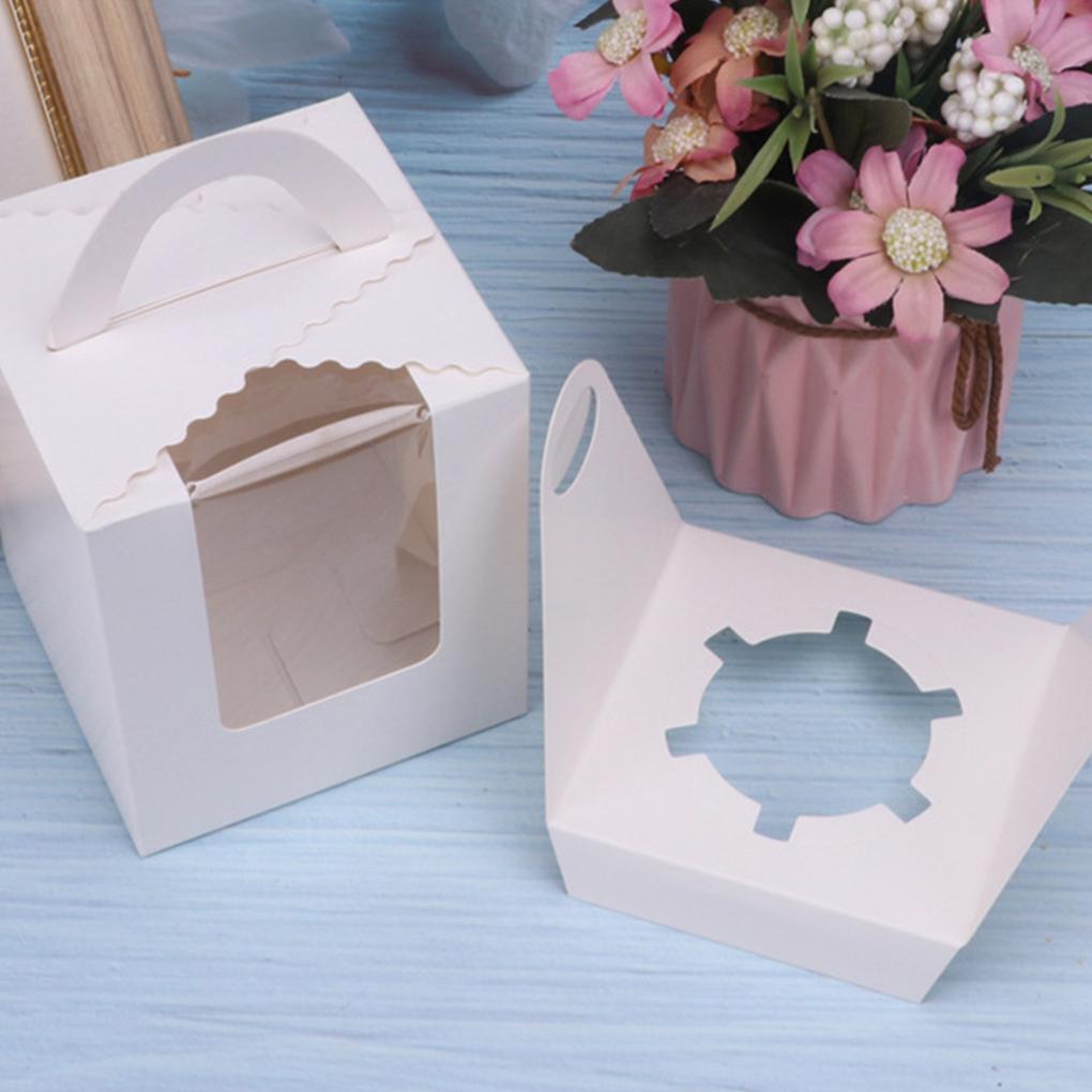 Cutii pentru cupcake cu mâner și inserție pentru fereastră Recipiente portabile pentru produse de patiserie Cutii pentru cupcakes individuale
