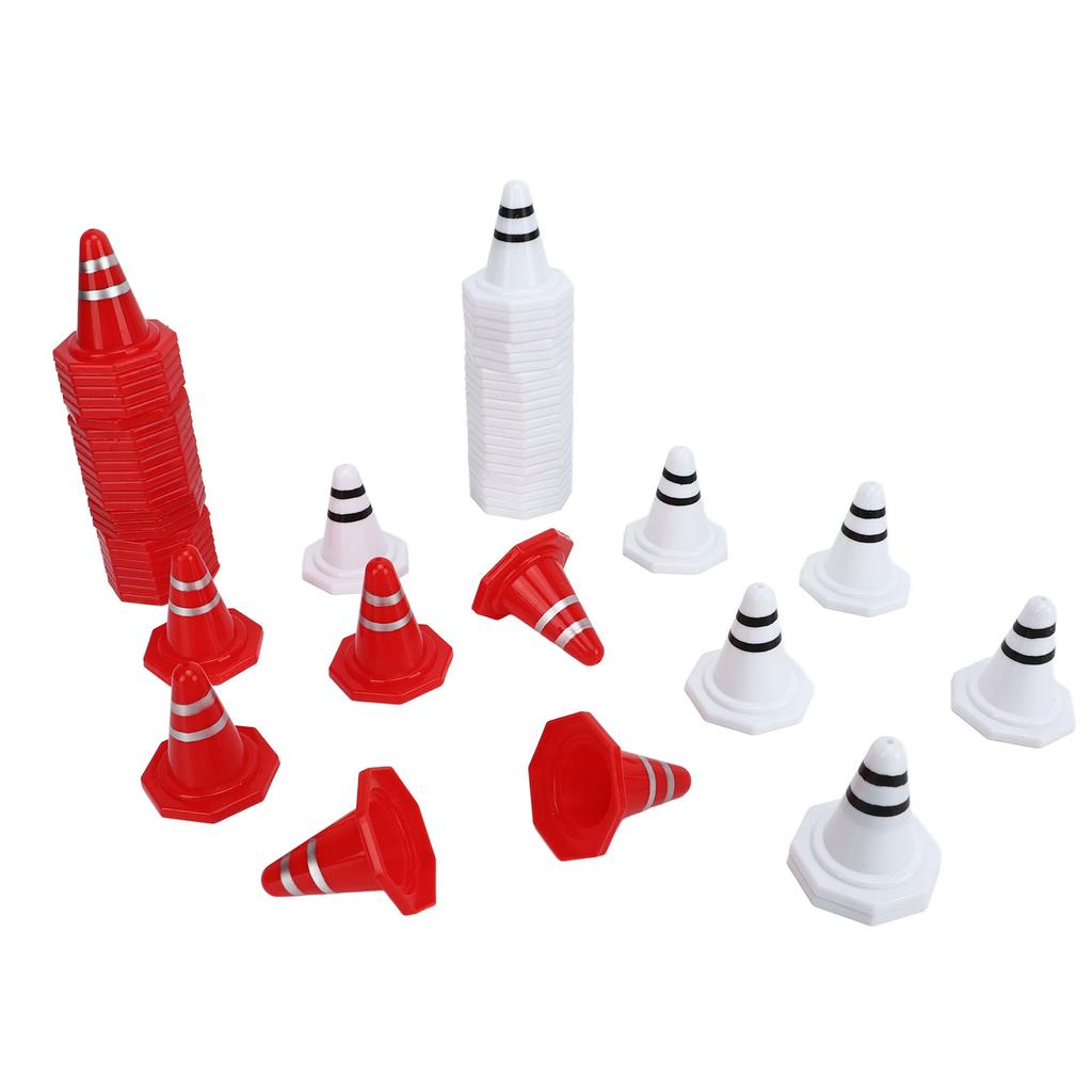 60 Pcs Traffic Cones Toys Red White Mini Traffic Cones Miniature Lifelike Road Block for Soccer Training RC Car Gaming