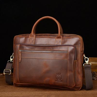 Borsa da Lavoro da Uomo in Vera Pelle Borsa da Business da Uomo Borsa per Laptop in Pelle di Mucca