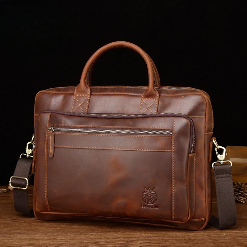 Men's Briefcase Business Genuine Leather Men's Business Bag Cowhide Laptop Bag
