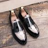Fashion Fashionable Formal Men Shoes Lightweight Outdoor Loafers Thick Soled Wear-resistant Leather Shoes Black Gold andSilverSizes38-48