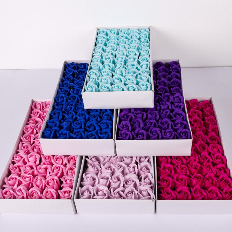 50Pcs/Box Soap Roses Romantic Wedding Valentine'S Day Diy Gift Home Decoration Party Flower Decor Supplies