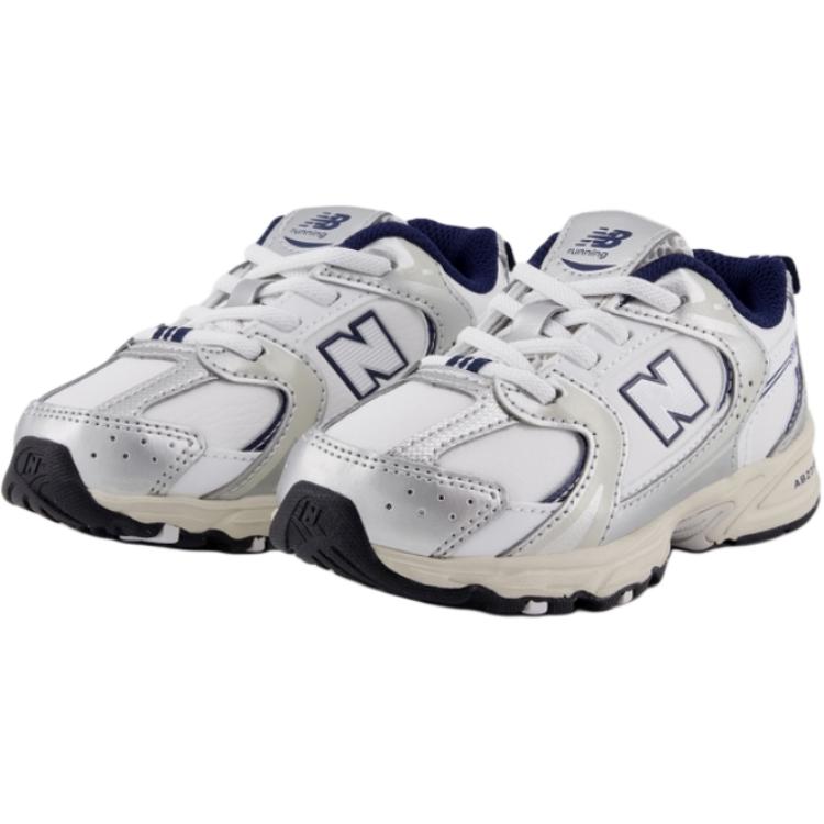 New Balance Synthetic Leather MR530 Comfortable Shock Absorbing Low Top Walking Shoes Baby Shoes Silver White IZ530GN