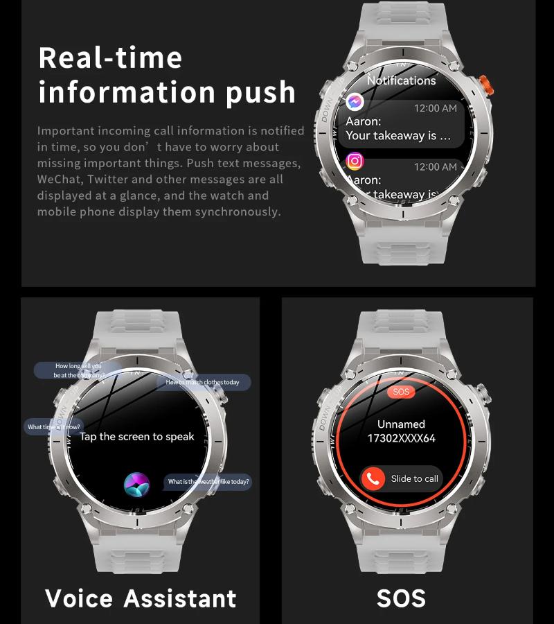 2025 New Outdoor GPS Smart Watch 1.43" AMOLED 10ATM Waterproof Bracelet Compass Sports Tracker BT Call Smartwatch Men For Xiaomi IOS